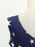 Navy 1950s Stars Patchwork Swing Dress