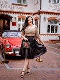 Khaki 1950s Knitted Leather Patchwork Dress