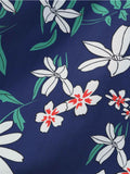 1950s Blue Floral Puff Sleeve Dress