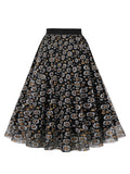 Black 1950s Daisy Mesh Skirt
