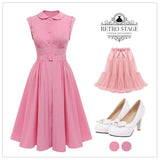 Pink 1950s Doll Collar Solid Dress