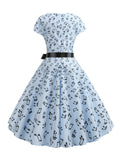 1950s Music Note Butterfly Belt Dress