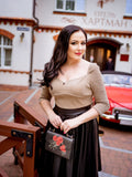 Khaki 1950s Knitted Leather Patchwork Dress