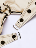 Ivory 2PCS Polka Dots Halter Bikini Set