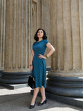 Blue 1940s Pearl Buttons Darlene Dress