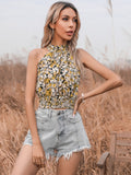 Floral Cut-Out Halter Top