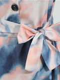 Nude Tie Dye Bow Triangle Dress