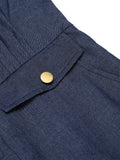 Navy Blue 1950s Tencel Denim Button Jumpsuit