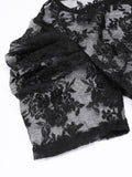 2PCS Black 1940s Solid Lace Belt Vintage Dress