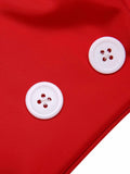 [US Warehouse] Red 1950s Button Ruffles Halter Swimsuit