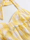 Yellow 1950s Halter Plaid Swing Dress