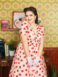 Pink 1950s Lace Strawberry Swing Dress