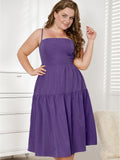 [Plus Size] 1950s Spaghetti Strap Solid Bow Dress