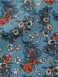 1950s Blue Floral Puff Sleeve Dress