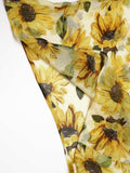 Yellow 1950s Floral Halter Jumpsuit