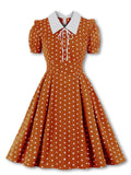 1950s Polka Dot Bowknot Swing Dress