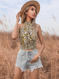 Floral Cut-Out Halter Top