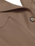 Khaki 1950s Notched Collar Solid Romper