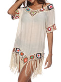 Solid Embroidery Bohemian Cover Up