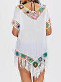 Solid Embroidery Bohemian Cover Up