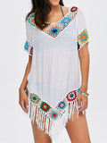 Solid Embroidery Bohemian Cover Up