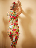 2PCS 1960s Retro Lady Crop Top & Pencil Skirt