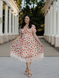Pink 1950s Lace Strawberry Swing Dress