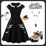 [Plus Size] Black 1950s Bat Swing Dress