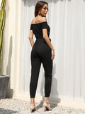 Black Off-shoulder Belt Jumpsuit