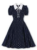 1950s Polka Dot Bowknot Swing Dress