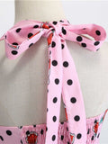 1950s Halter Strawberry Polka Dot Dress