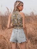 Floral Cut-Out Halter Top