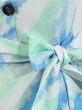 Blue Tie Dye Bow Triangle Dress
