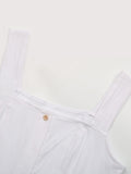 White Spaghetti Strap Button Dress