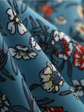 1950s Blue Floral Puff Sleeve Dress