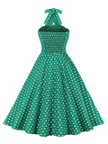 Green 1950s Polka Dot Halter Dress