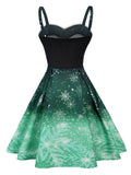 Green 1950s Christmas Furry Strap Dress