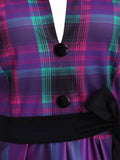 Purple 1950s Plaids Lace-Up Swing Dress