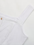 White Spaghetti Strap Button Dress