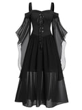 1950s Halloween Witch Transparent Sleeves Strap Dress
