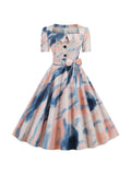 Nude Tie Dye Bow Triangle Dress