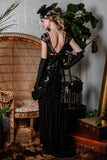 [US Warehouse] Black 1920s Sequin Maxi Flapper Dress
