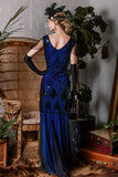 1920s Sequined Maxi Flapper Dress