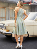 Green 1950s Mesh Polka Dot Swing Dress