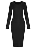 1960s Scoop Collar Solid Hip Dress