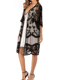 Solid Floral Lace-up Cover Up