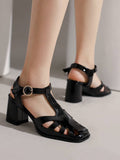Retro Cutout Sandals High Heel Shoes