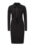 1960s Chelsea Collar Button Solid Dress