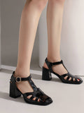Retro Cutout Sandals High Heel Shoes