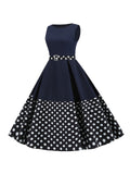 1950s Patchwork Belted Swing Dress